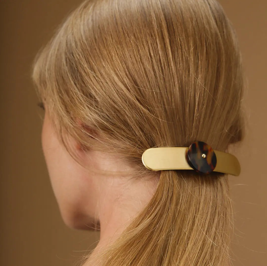 ICONIC - Grande barrette laiton doré & écaille Rosematic