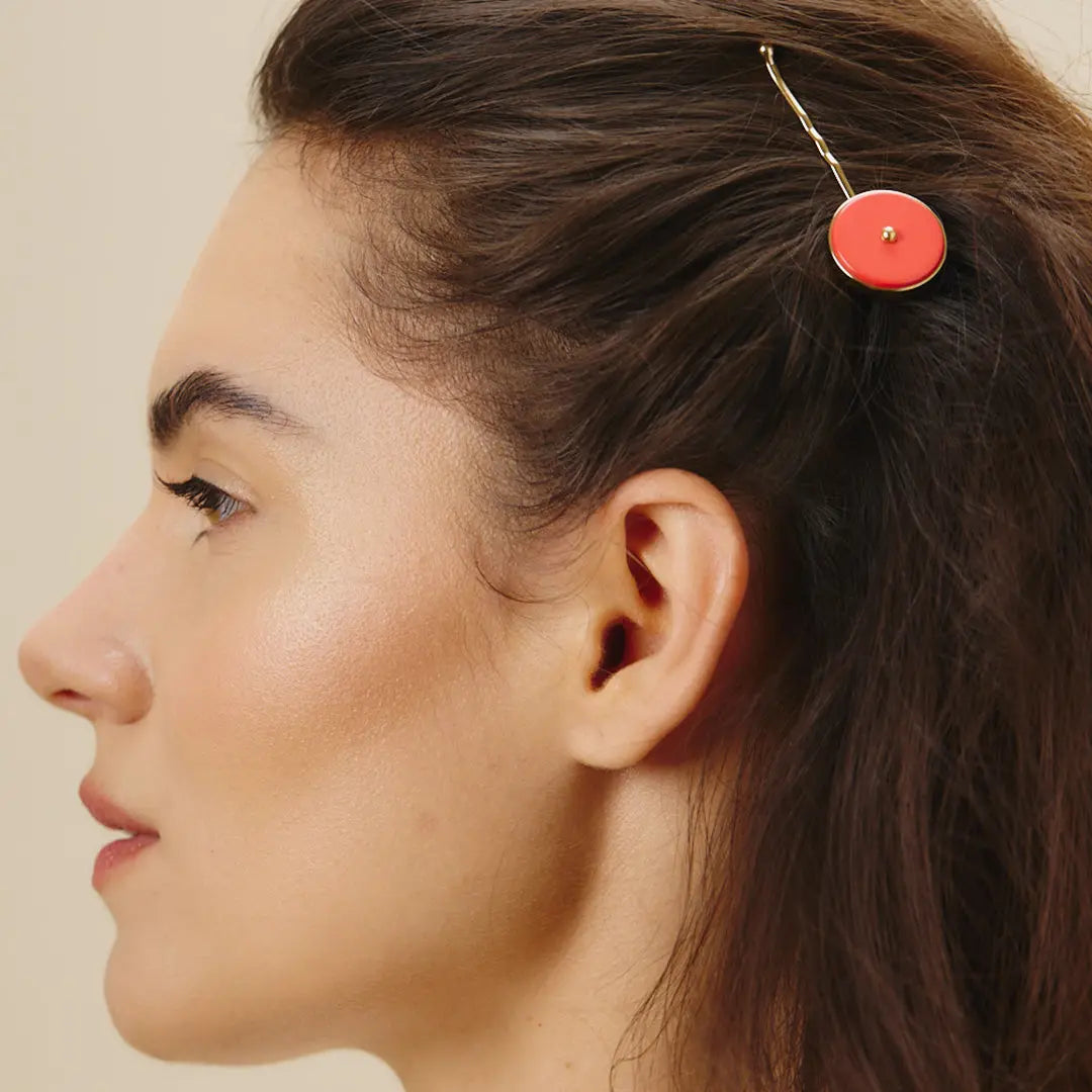ICONIC - Petite barrette de côté corail Rosematic