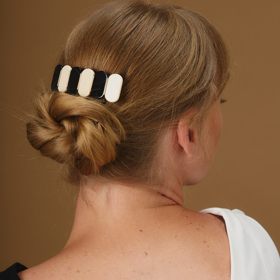 JAZZIC - Grande barrette ivoire & noir Rosematic