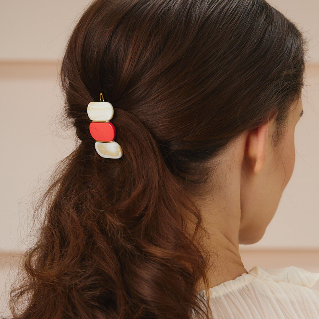 JAZZIC - Petite barrette nacre & rouge corail Rosematic