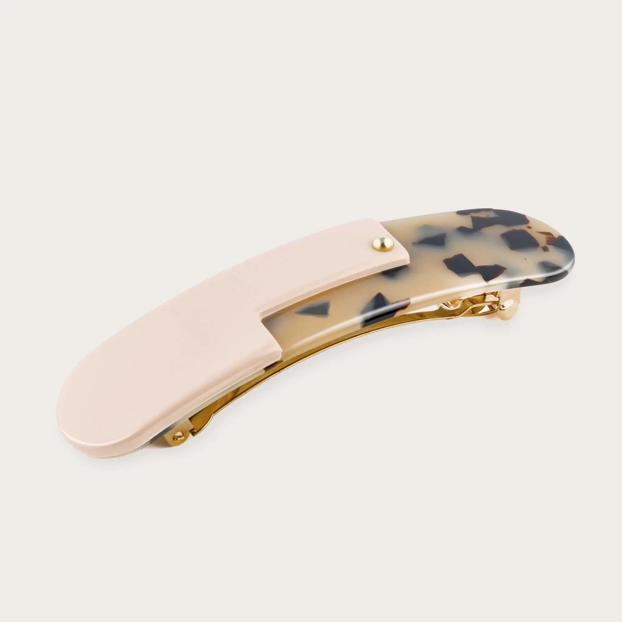 GRAPHIC - Grande barrette rose poudre & ecaille tokyo blanc Rosematic