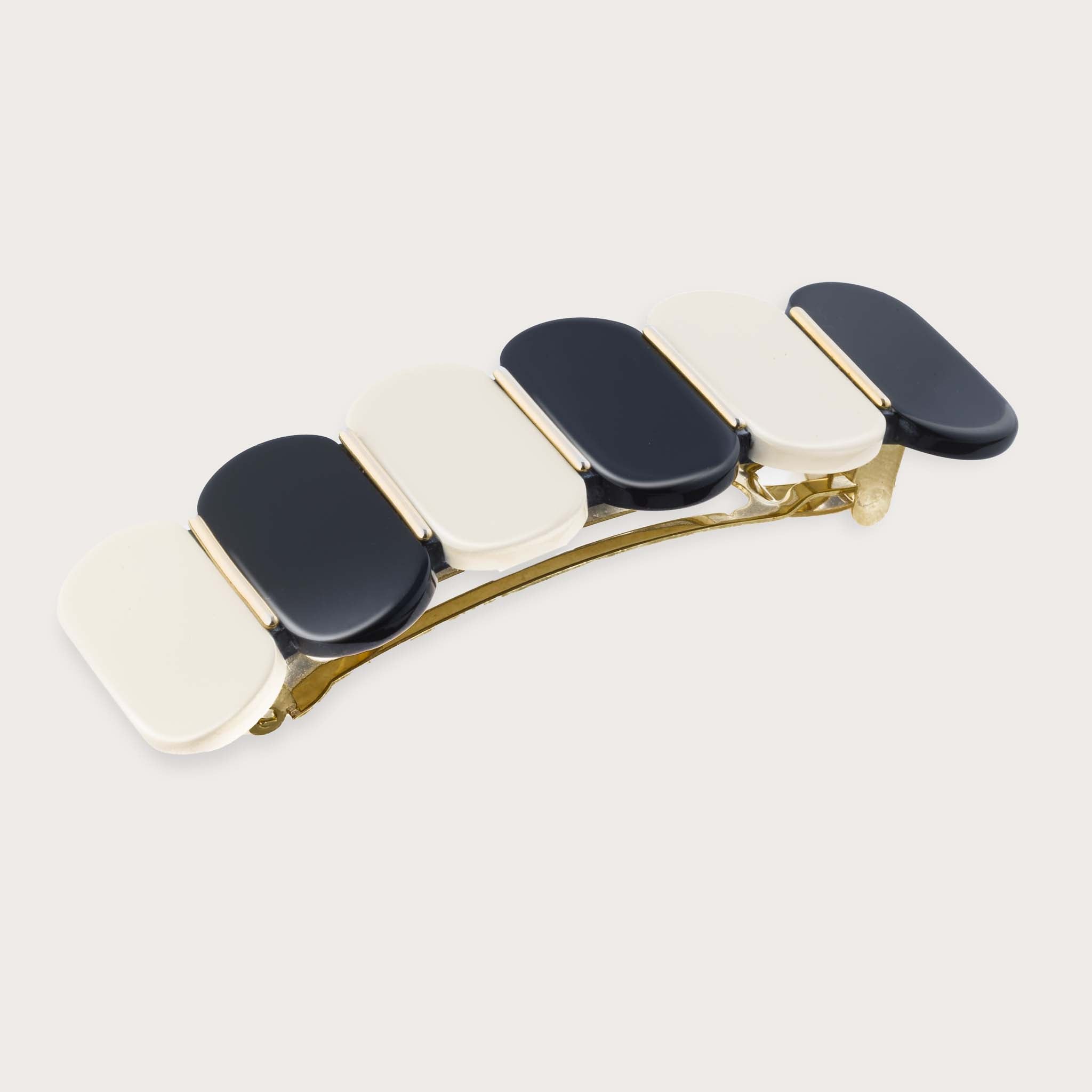 JAZZIC - Grande barrette ivoire & noir Rosematic