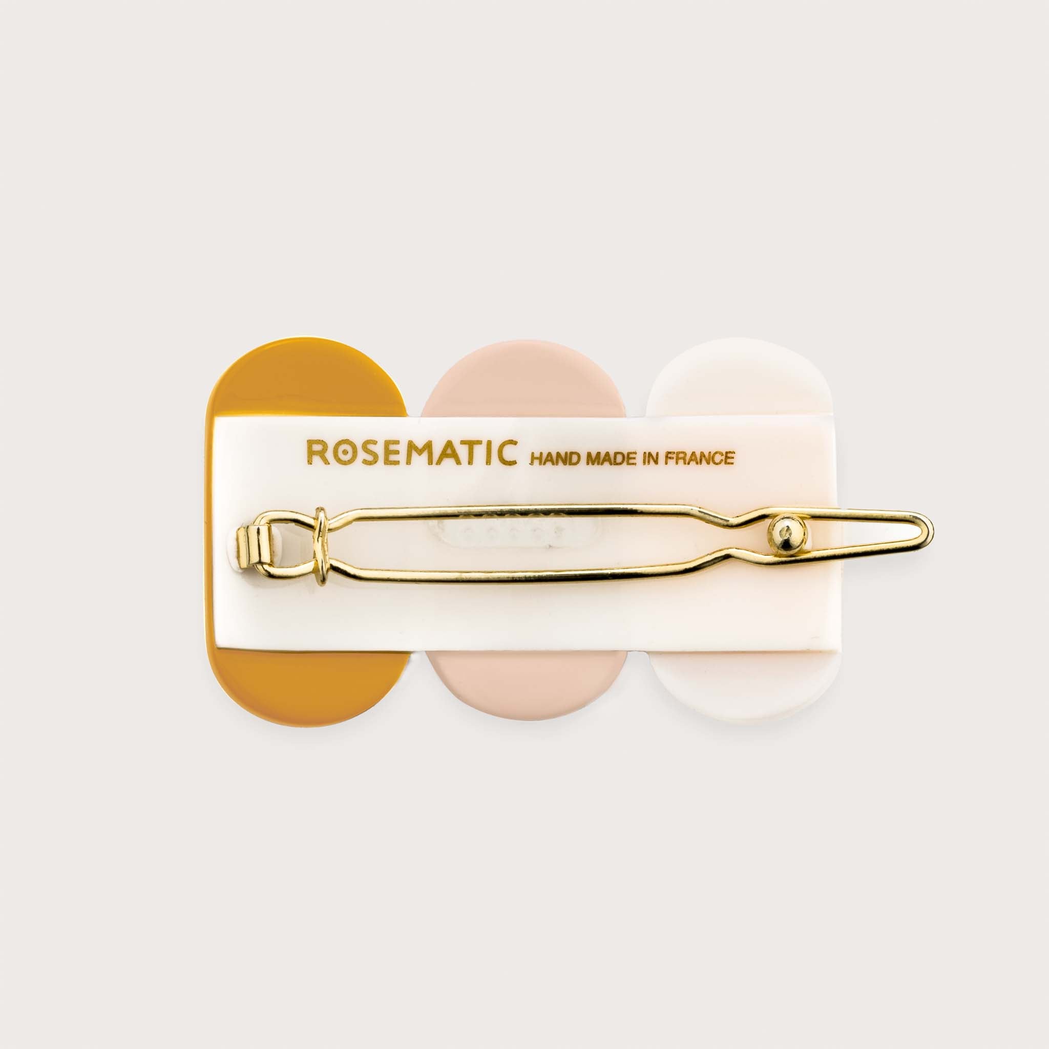 JAZZIC - Petite barrette ivoire, rose poudre & moutarde Rosematic