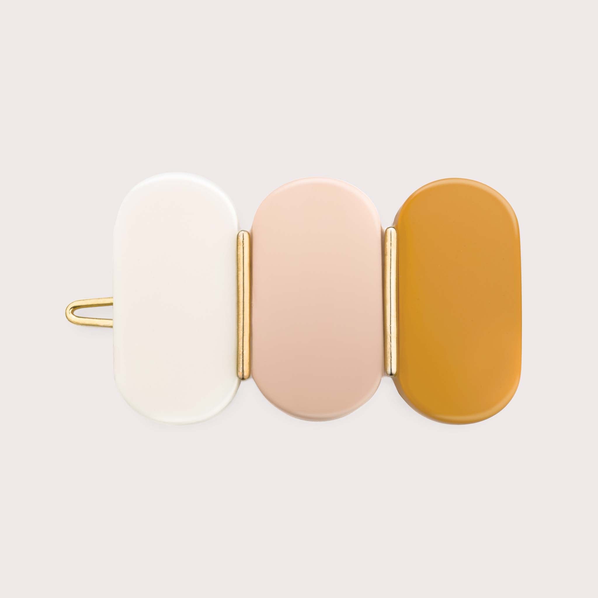 JAZZIC - Petite barrette ivoire, rose poudre & moutarde Rosematic