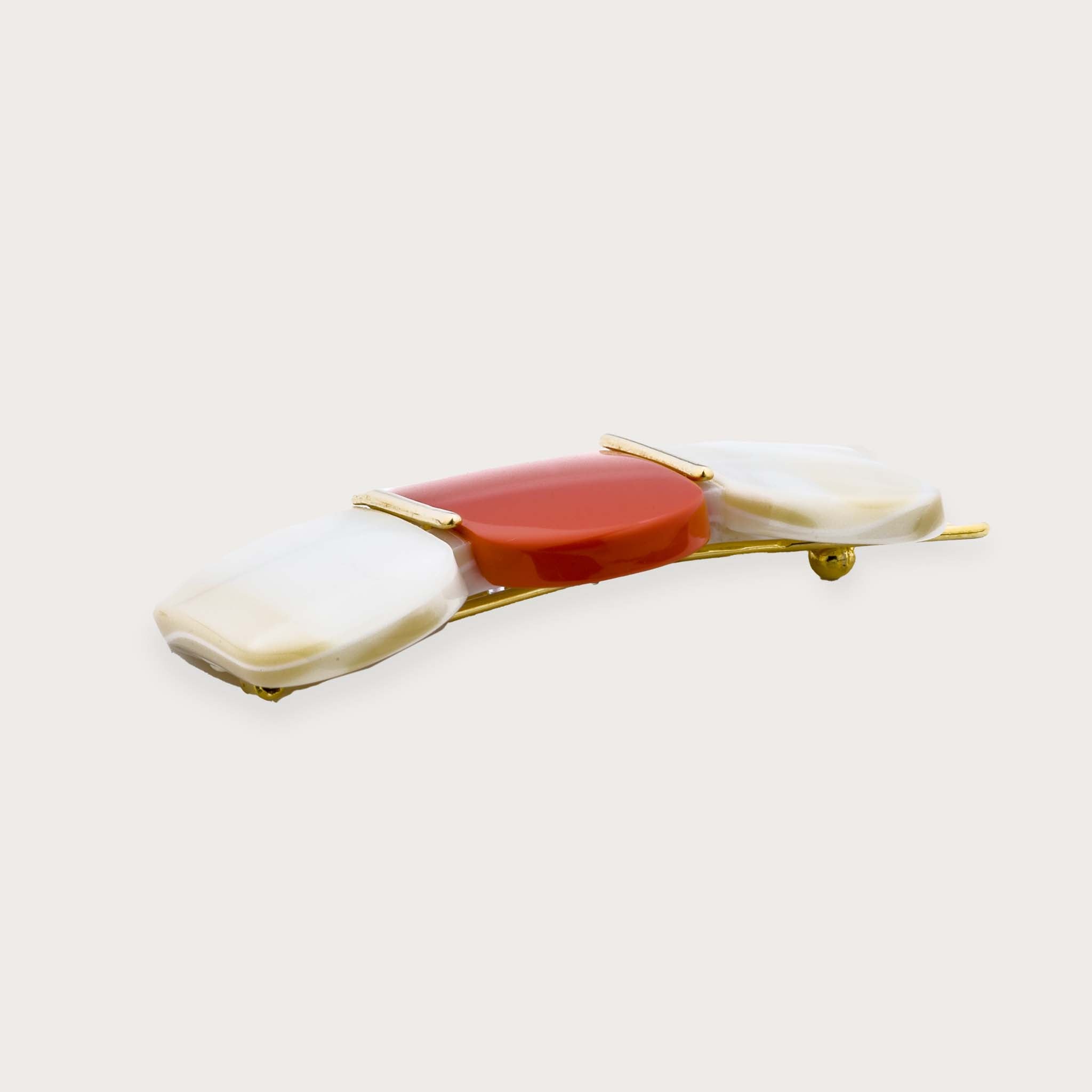 JAZZIC - Petite barrette nacre & rouge corail Rosematic