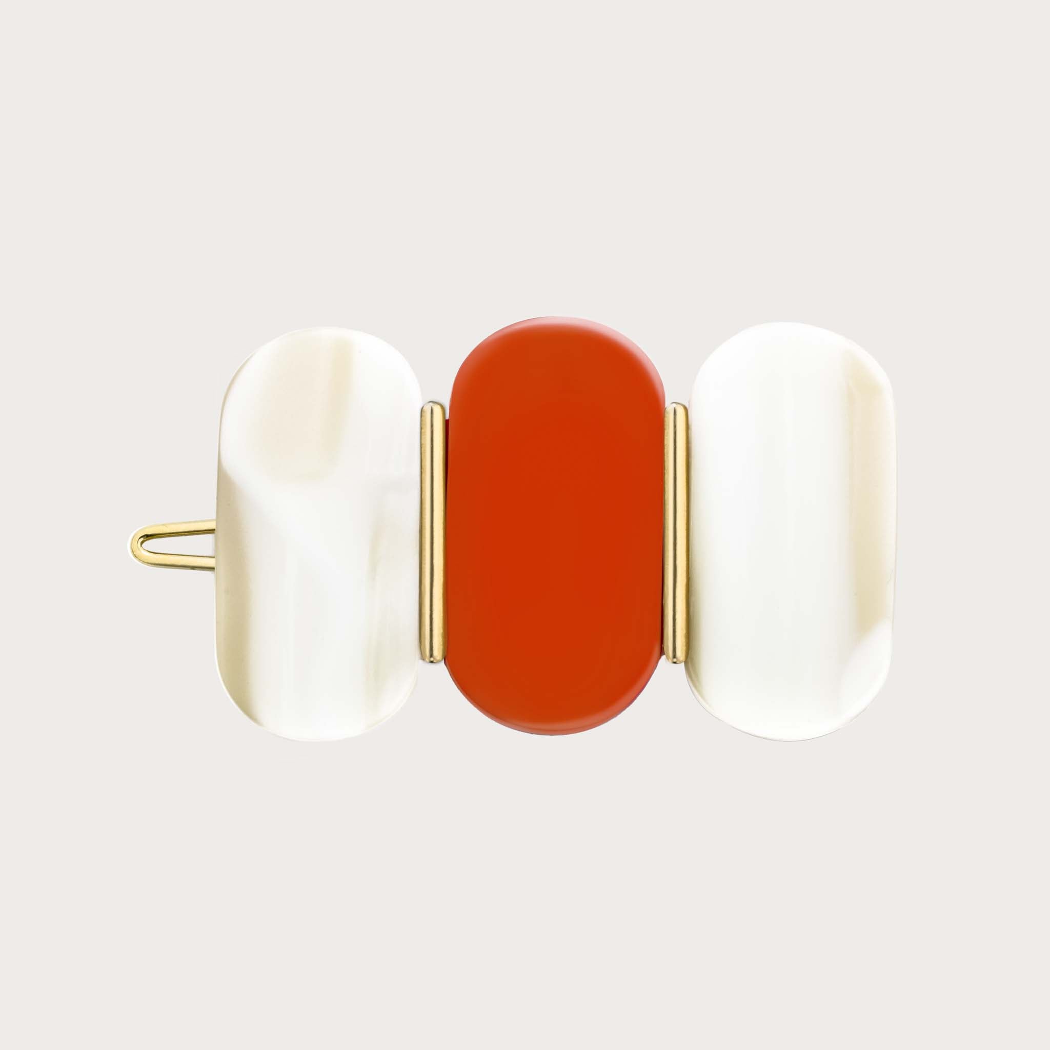 JAZZIC - Petite barrette nacre & rouge corail Rosematic